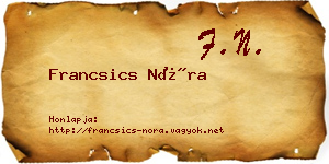Francsics Nóra névjegykártya